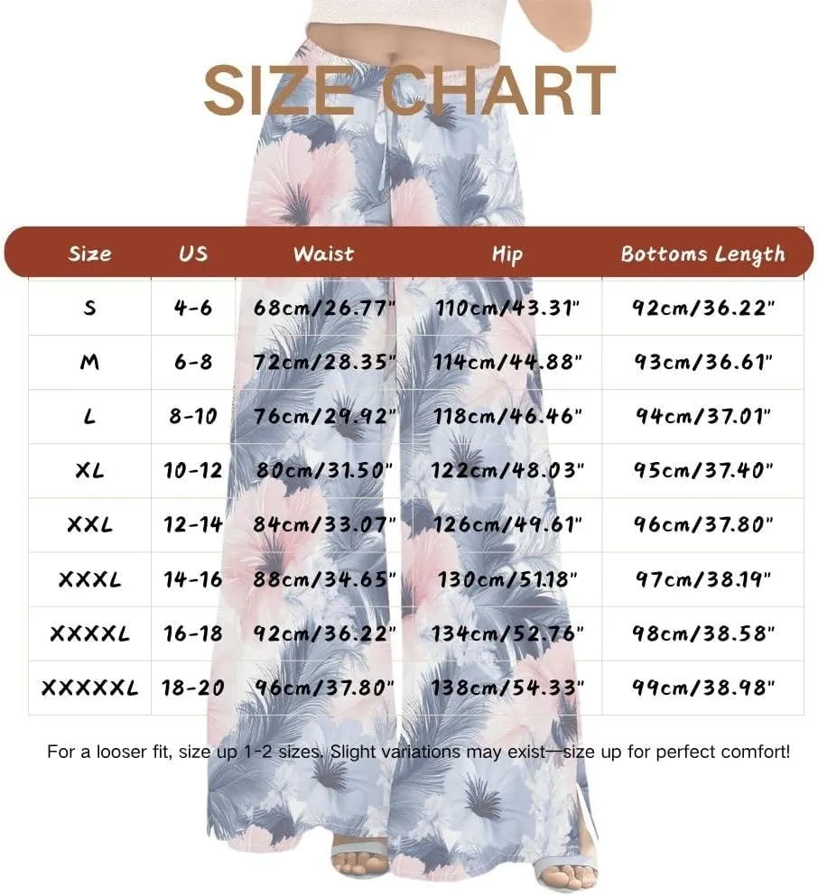 Women Boho Palazzo Wide Leg Pants 2025 Summer Flowy High Waist Casual Floral Lounge Beach Trousers for Vacation