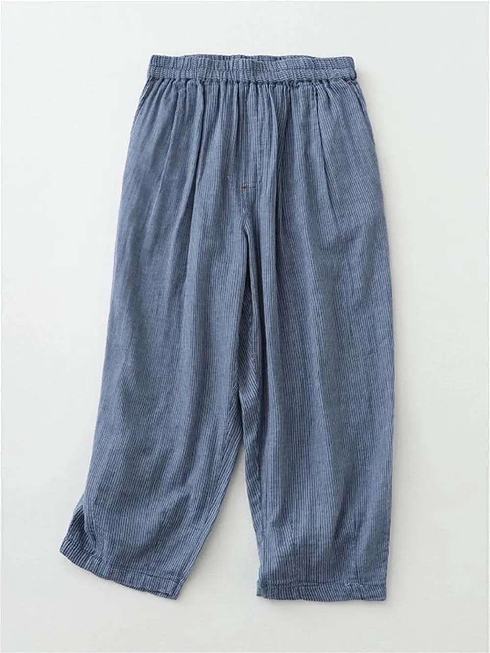 Women Casual Loose Stripe Office Harem Pants Summer Vintage Wide Leg Pants Trousers