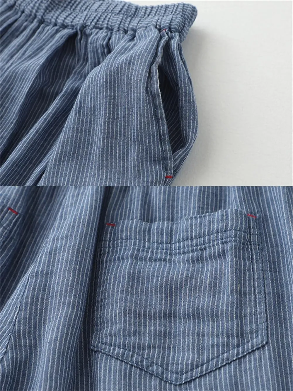 Women Casual Loose Stripe Office Harem Pants Summer Vintage Wide Leg Pants Trousers