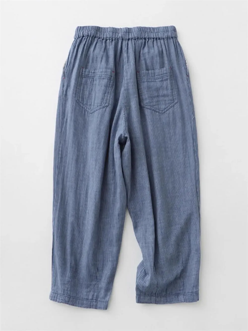 Women Casual Loose Stripe Office Harem Pants Summer Vintage Wide Leg Pants Trousers