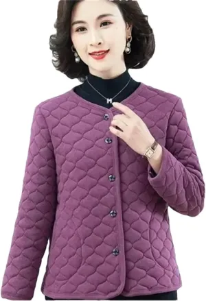 Women Cold Prevention Cotton Padded Coat Middle Aged Elderly Spring Winter Jackets Short Lightweight Warm Coat