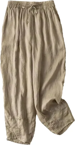 Women Embroidery Wide Leg Pants Summer Vintage Trousers Casual Drawstring Harem Pants