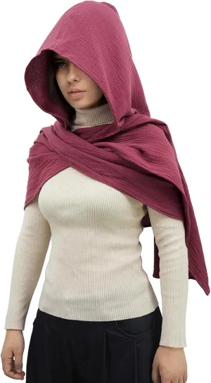 Women Men Fashion Shawl Scarf Cape | Multifunctional Hooded Cowl | Medieval Linen Cotton Cowl Hood |Vintage Goth Costume