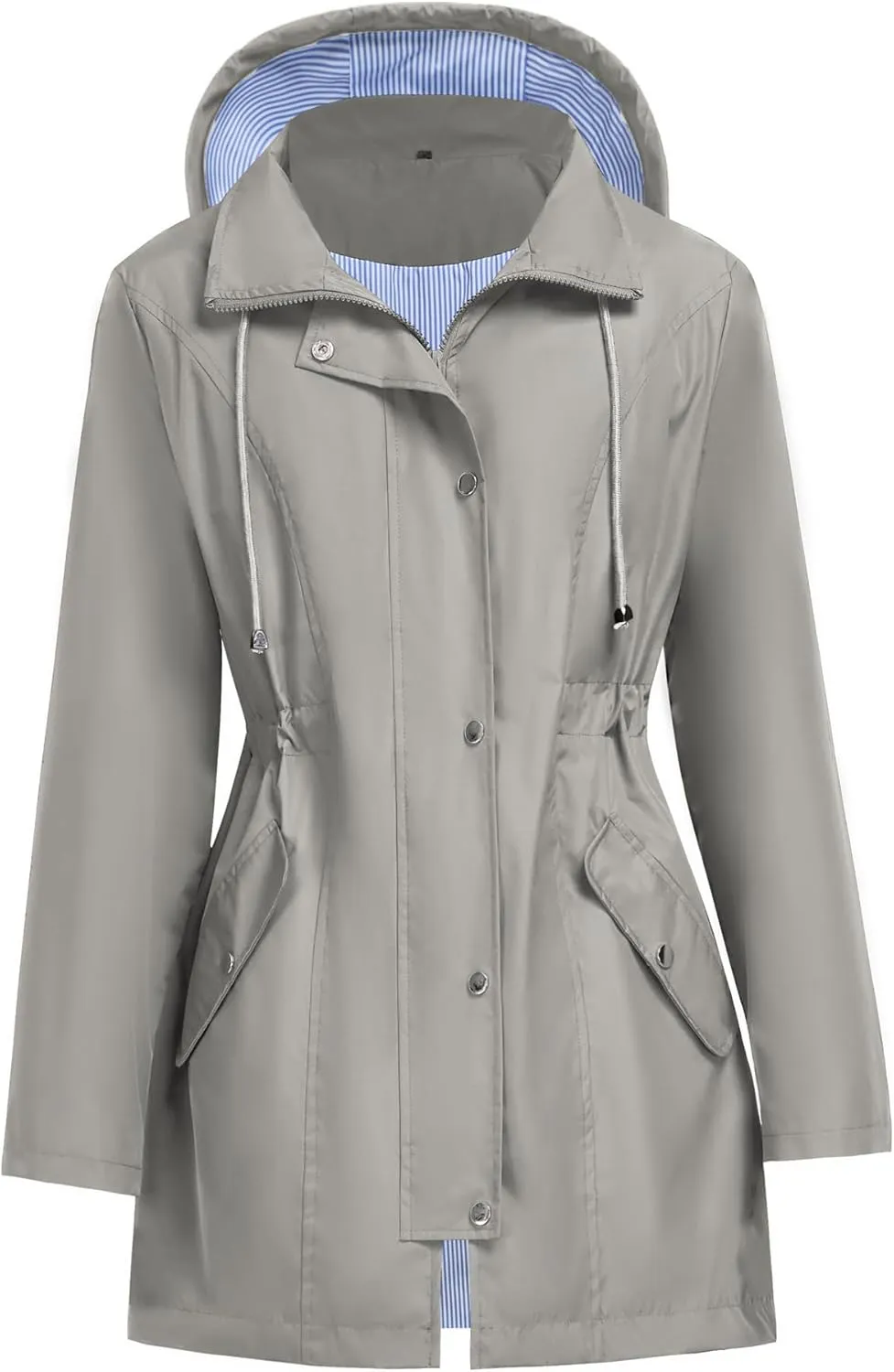 Women Rain Jacket Waterproof Long Hooded Windbreaker Lined Lightweight Outdoor Hiking Raincoat Trench Coats S-XXL