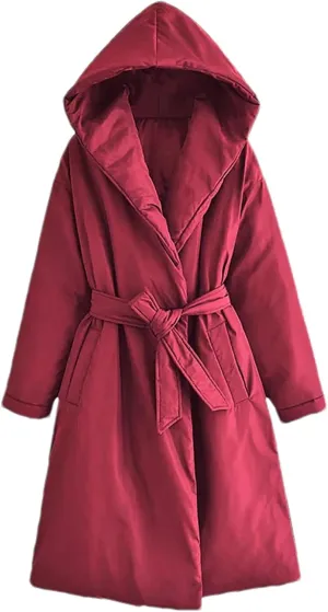Women Short Winter Warm Down Cotton Hooded Jacket Casual Loose Outwear A Belt Cotton-Padded Coat