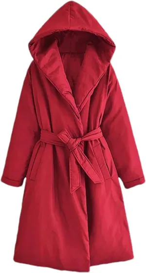 Women Short Winter Warm Down Cotton Hooded Jacket Casual Loose Outwear A Belt Cotton-Padded Coat
