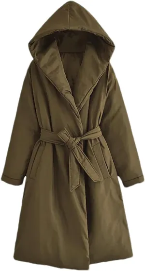 Women Short Winter Warm Down Cotton Hooded Jacket Casual Loose Outwear A Belt Cotton-Padded Coat