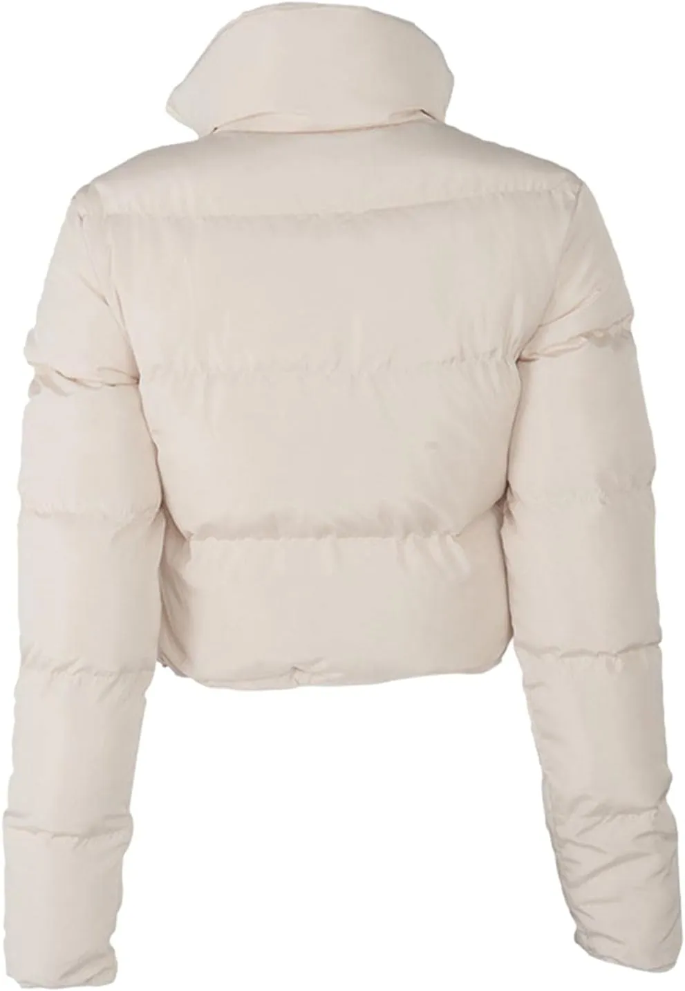 Women Solid Crop Short Down Jacket, Short Lightweight Coat with Zipper, Cropped Puffer Fashion Jackets for Women