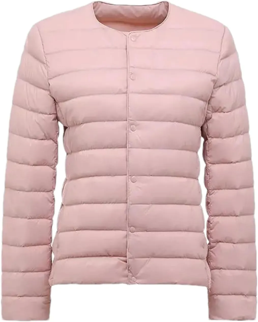 Women Spring White Duck Down Down Jacket Slim Warm Lightweight Collarless Coat