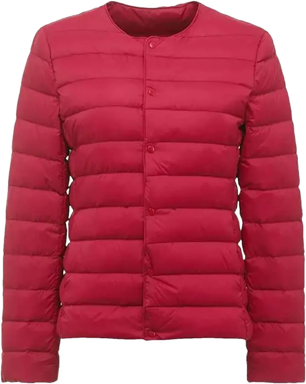 Women Spring White Duck Down Down Jacket Slim Warm Lightweight Collarless Coat