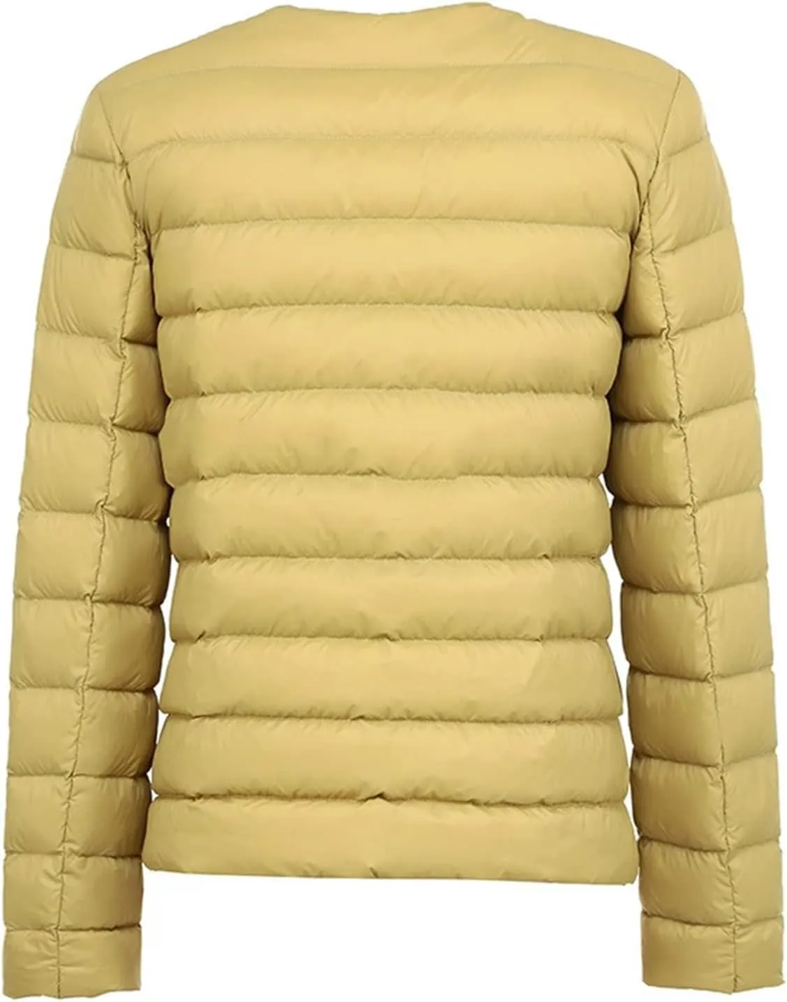 Women Spring White Duck Down Down Jacket Slim Warm Lightweight Collarless Coat