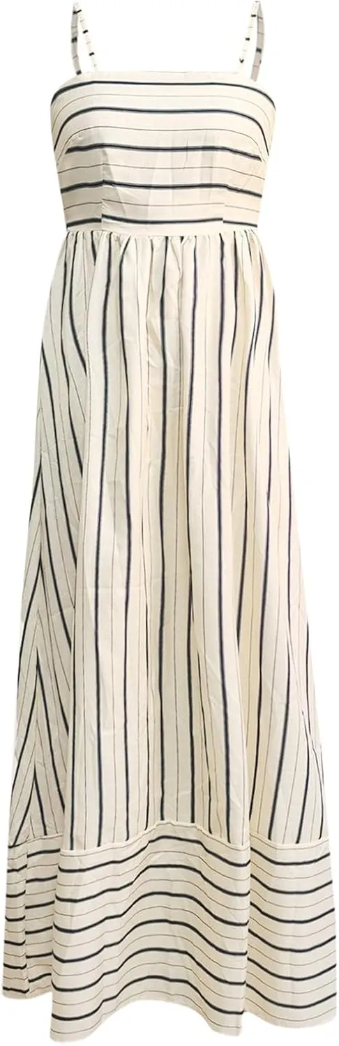 Women Stripe Sleeveless Camisole Dress Plus Size Backless Suspender Dress Summer Flowy Sundress Casual Party Dresses
