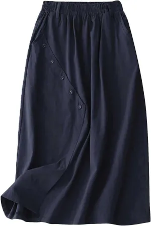 Womens Button Up High Waisted Slit MIDI Elasticated Waist A Line Skirt Skirt Women Plaid Skirt and