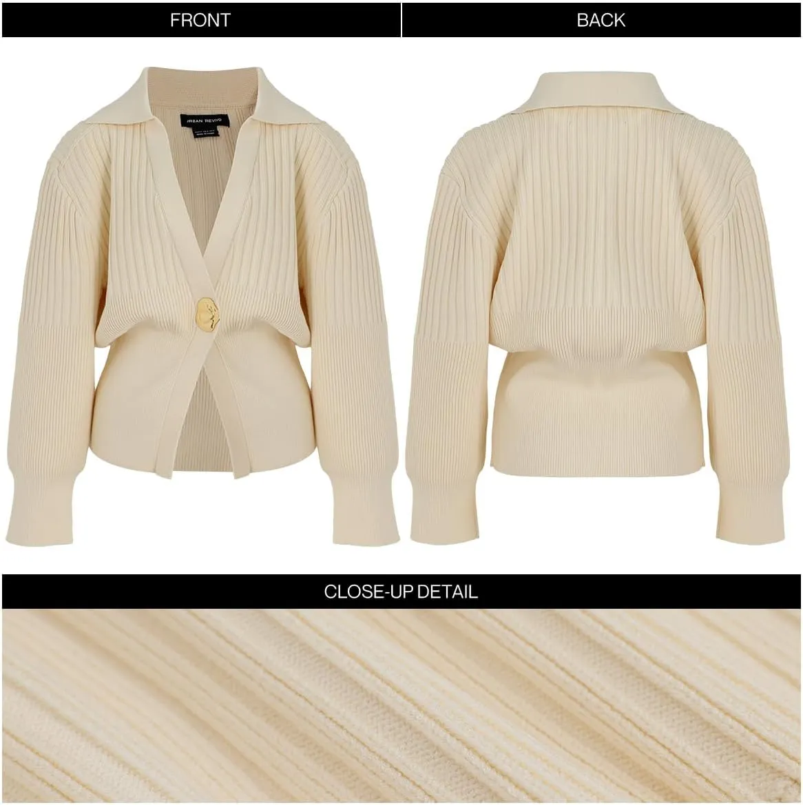 Women's Cardigan V-Neck Lapel Long Sleeve Knitted Cropped Casual Sweater with Metal Button 2025