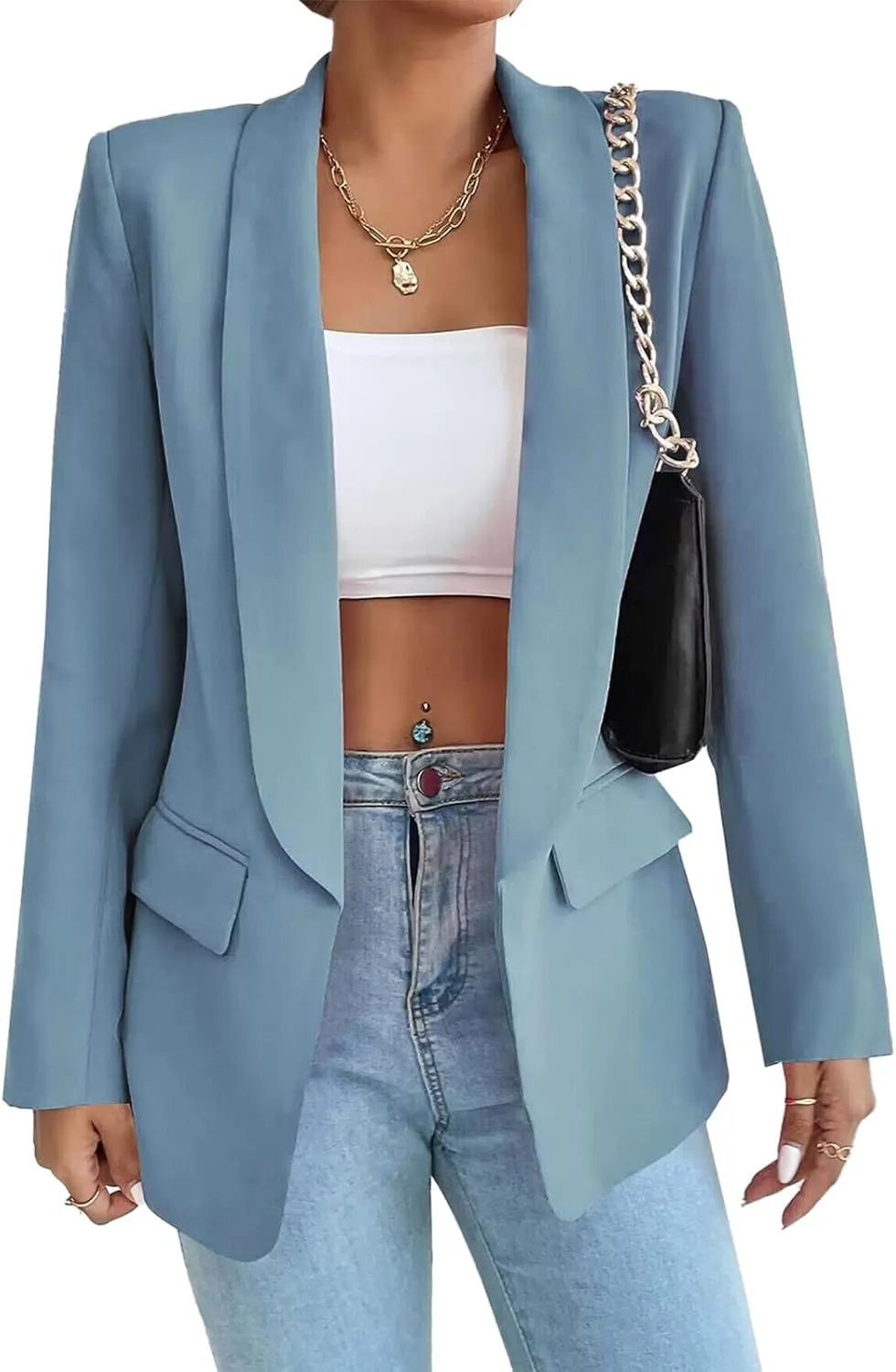 Womens Casual Blazers Open Front Long Sleeve Fashion Suit Jacket Work Office Suit 2025 Spring Fall Trendy