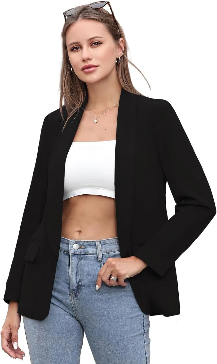 Womens Casual Blazers Open Front Long Sleeve Fashion Suit Jacket Work Office Suit 2025 Spring Fall Trendy