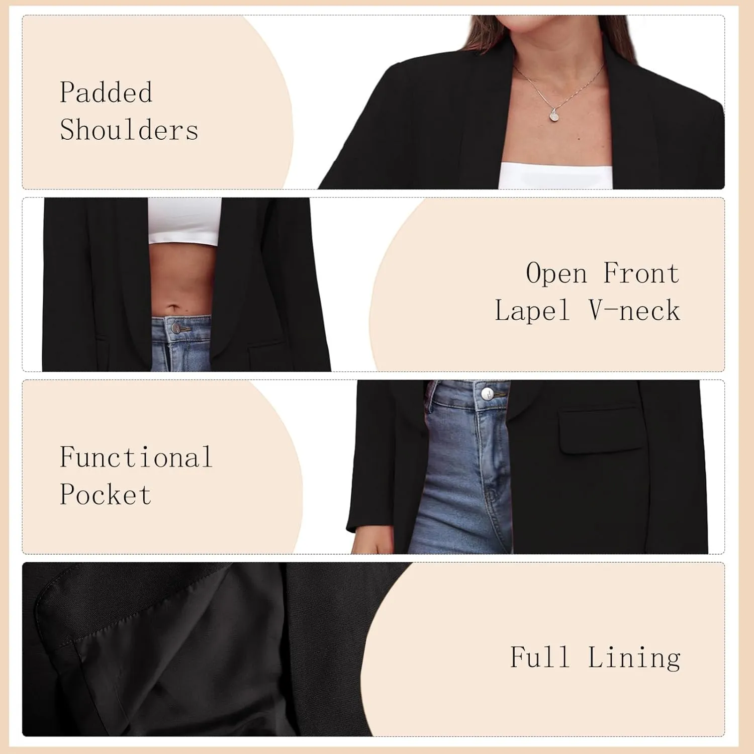 Womens Casual Blazers Open Front Long Sleeve Fashion Suit Jacket Work Office Suit 2025 Spring Fall Trendy