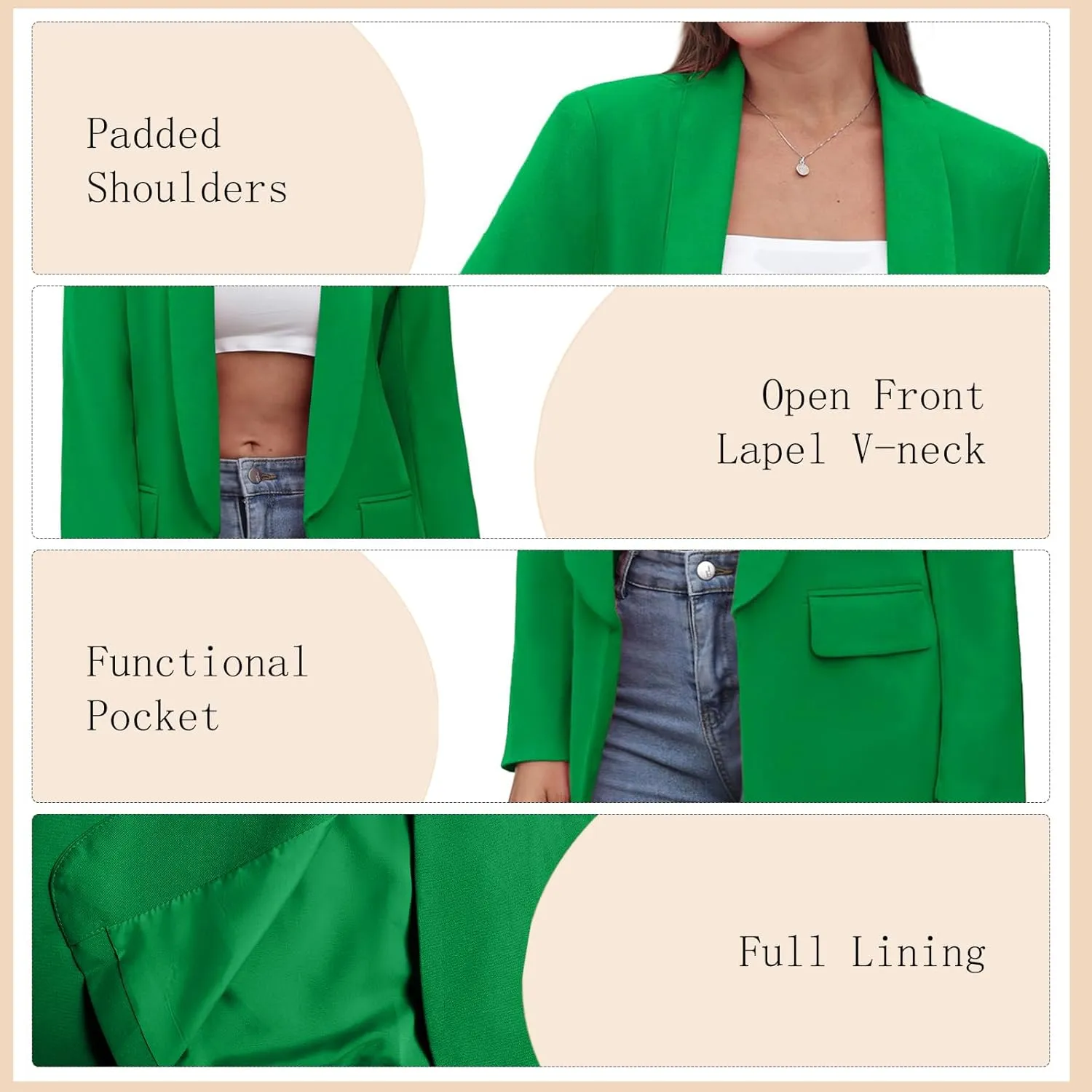 Womens Casual Blazers Open Front Long Sleeve Fashion Suit Jacket Work Office Suit 2025 Spring Fall Trendy