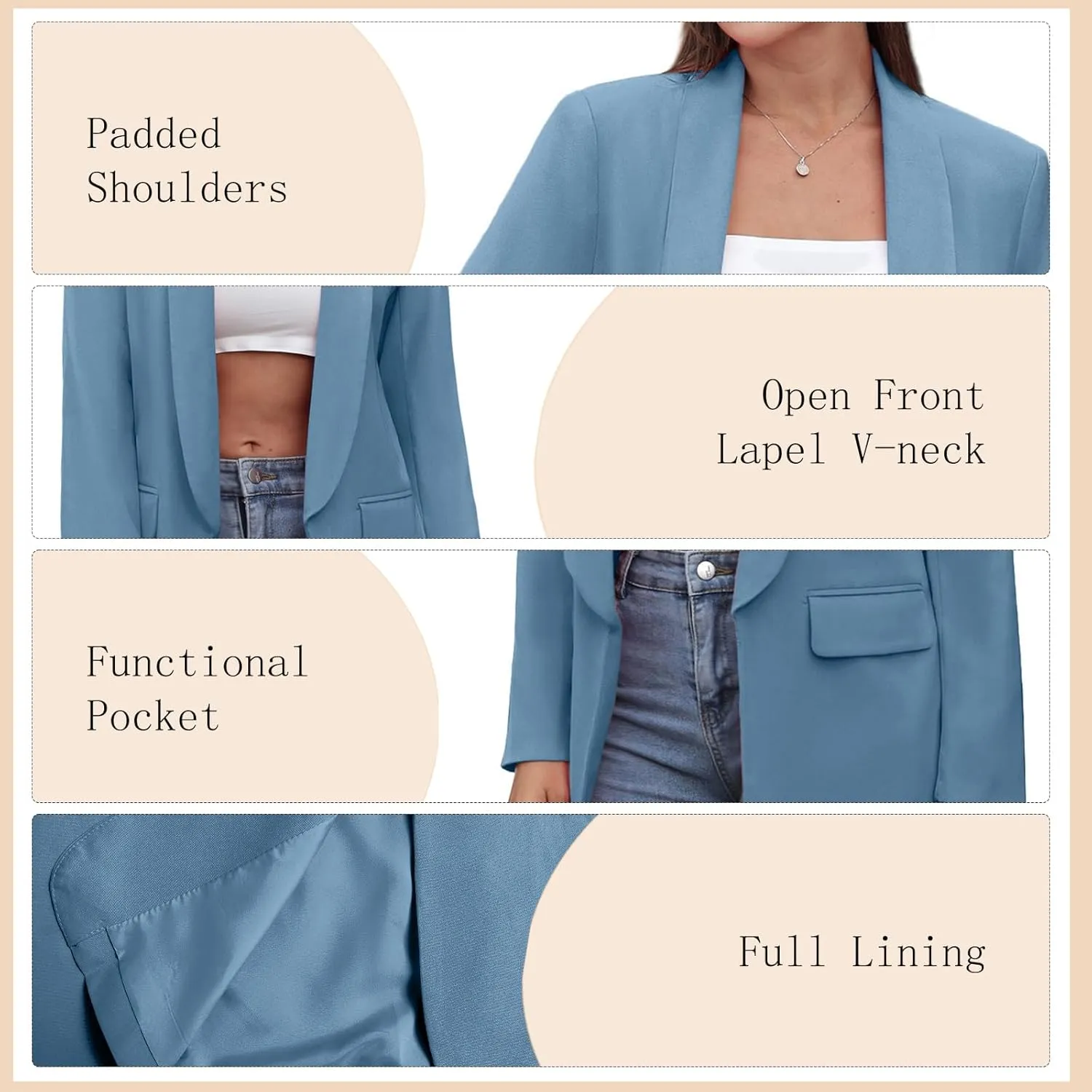 Womens Casual Blazers Open Front Long Sleeve Fashion Suit Jacket Work Office Suit 2025 Spring Fall Trendy