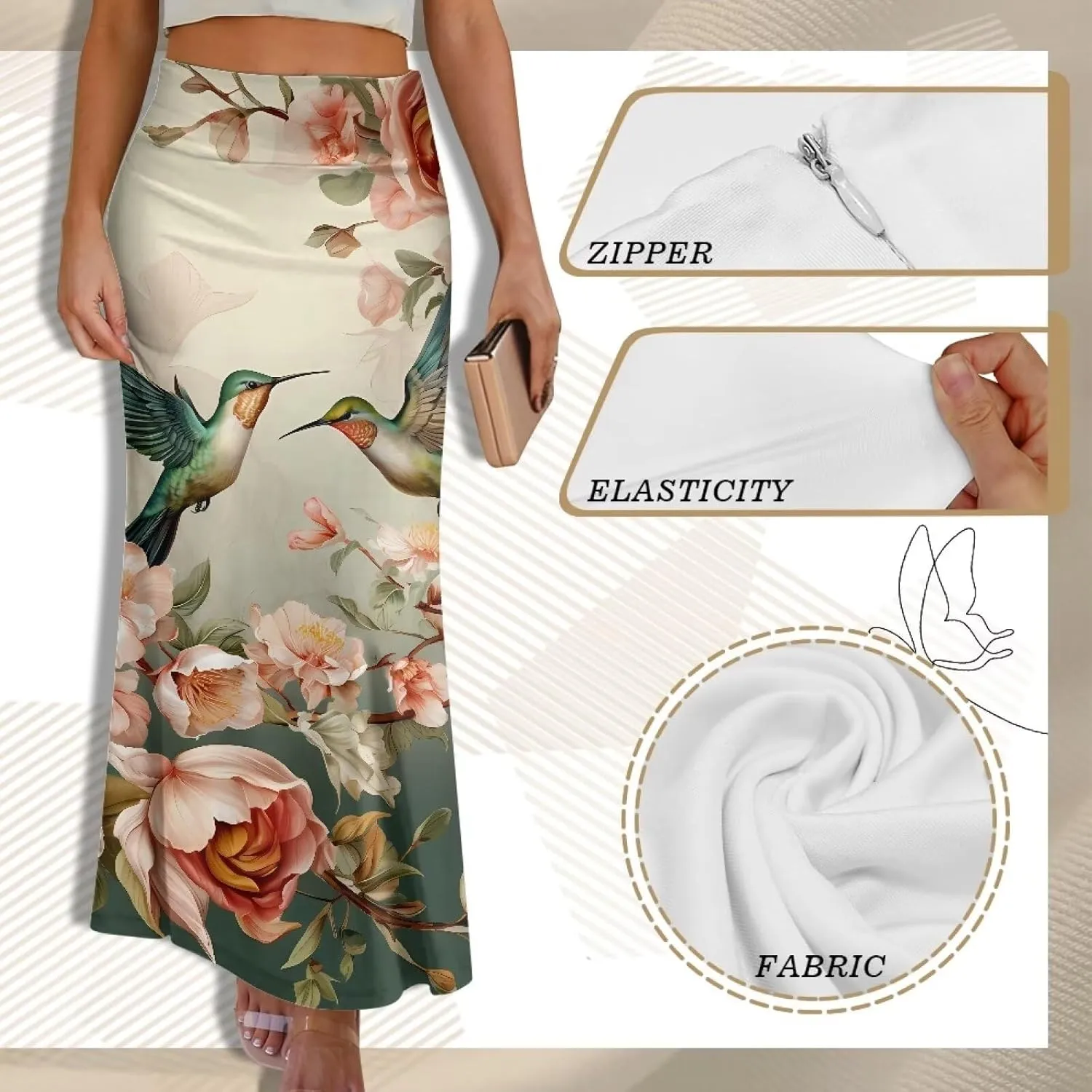 Women's Casual High Waisted Fishtail Bodycon Long Maxi Skirt A-Line Flared Maxi Skirts Fit Cocktail Party Wedding