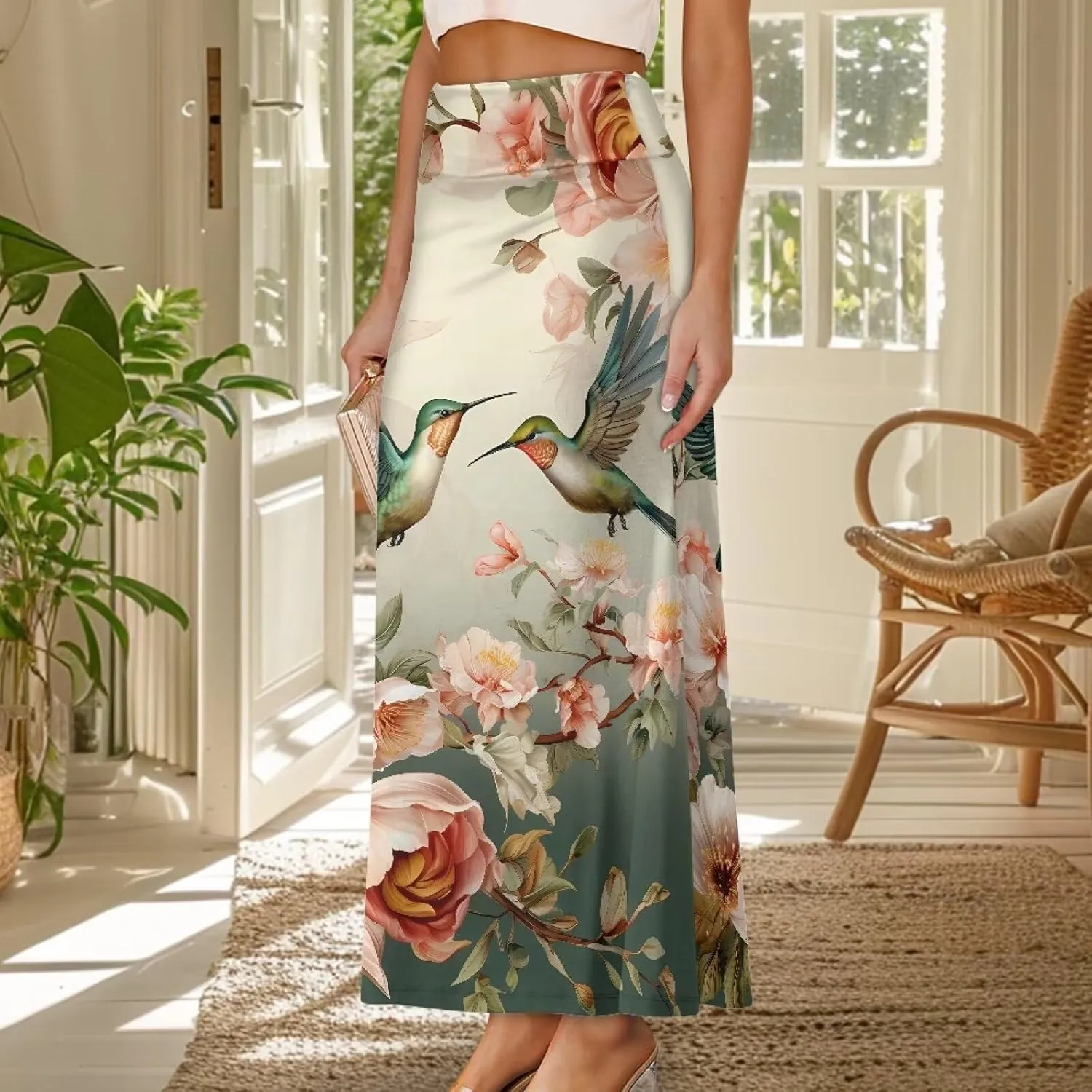 Women's Casual High Waisted Fishtail Bodycon Long Maxi Skirt A-Line Flared Maxi Skirts Fit Cocktail Party Wedding