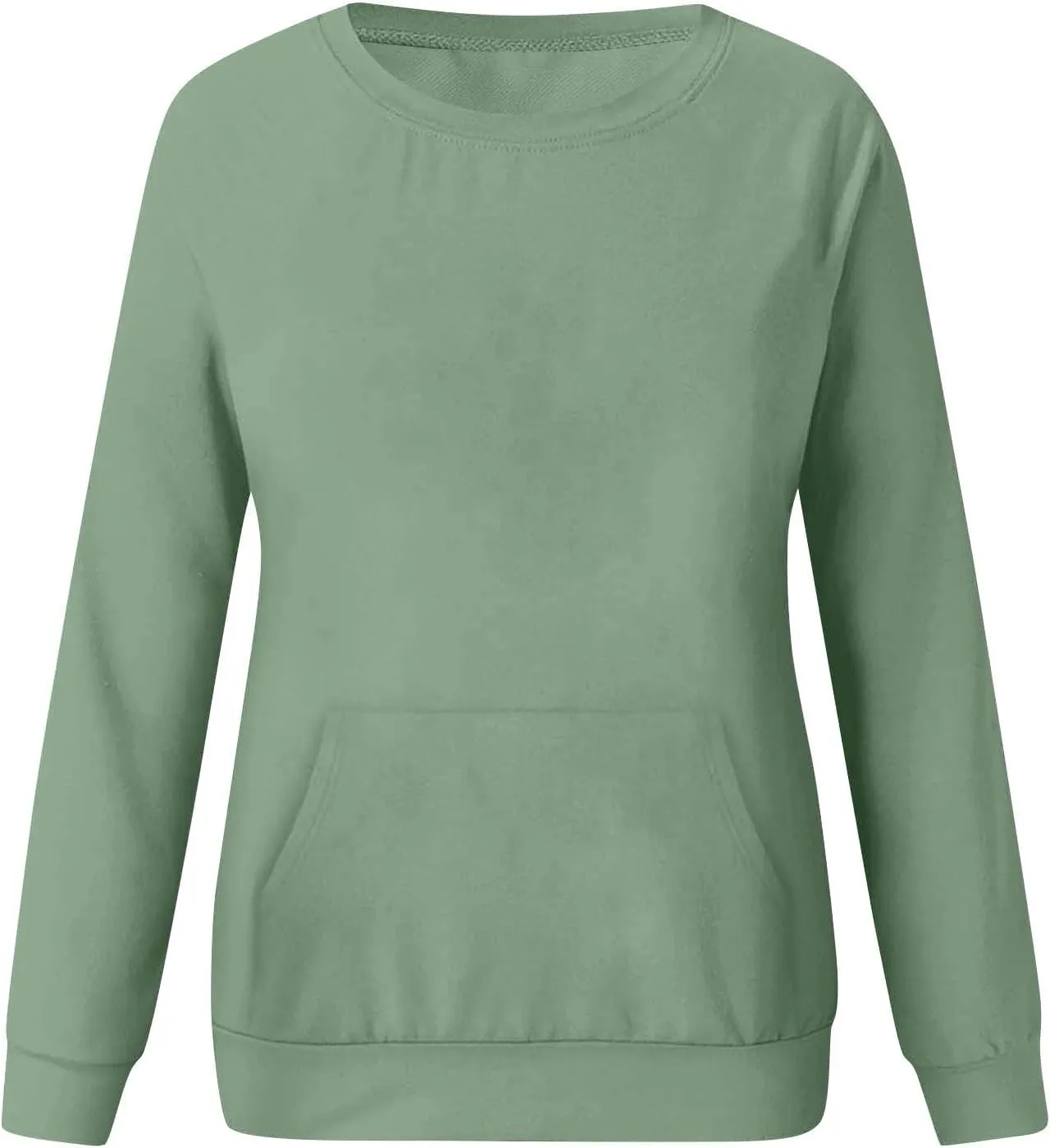 Womens Crewneck Sweatshirt Fleece Long Sleeve Cute Sweatshirts No Hooded Y2k Plain Trendy Hoodies with Pockets