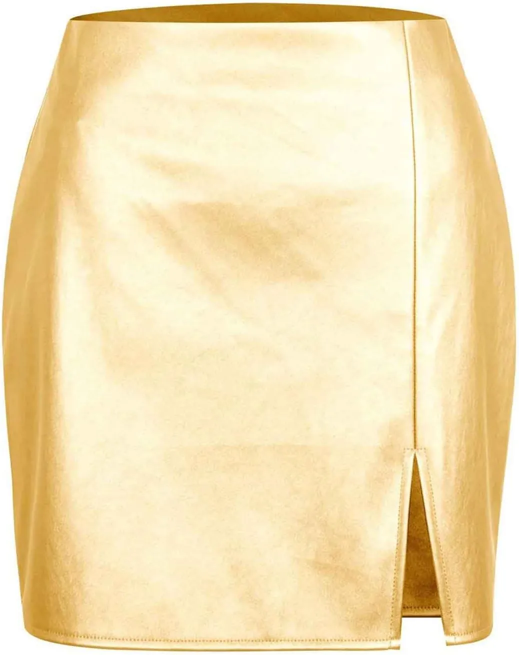Women's Faux Leather Bodycon Skirt Trendy Slit Beaded Tied Slim Mini Skirt Casual PU Leather Short Pencil Skirt