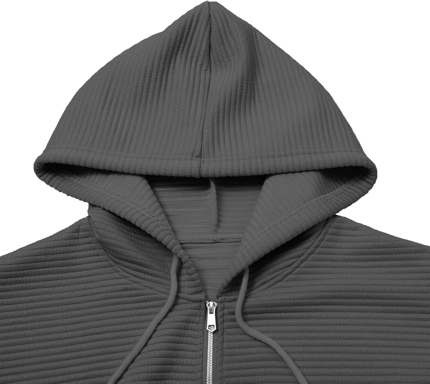 Womens Full Zip Up Hoodie Loose Fit Hooded Oversized Sweatshirt Casual Fall Long Sleeve Quilted Jackets with Pockets