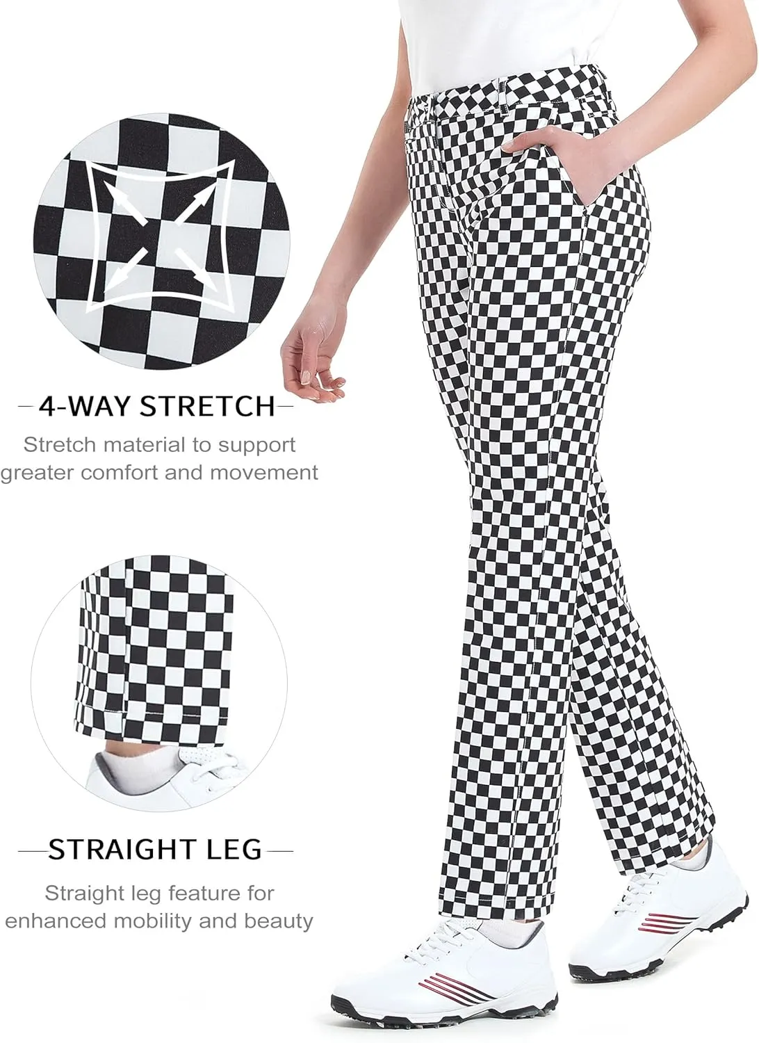 Women's Golf Pants Stretch Straight Lightweight Breathable Twill Work Chino Ladies Pants
