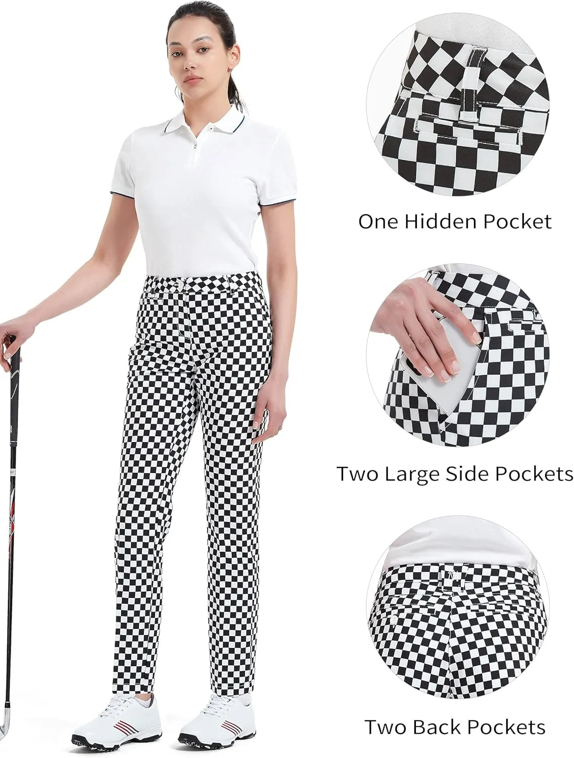 Women's Golf Pants Stretch Straight Lightweight Breathable Twill Work Chino Ladies Pants