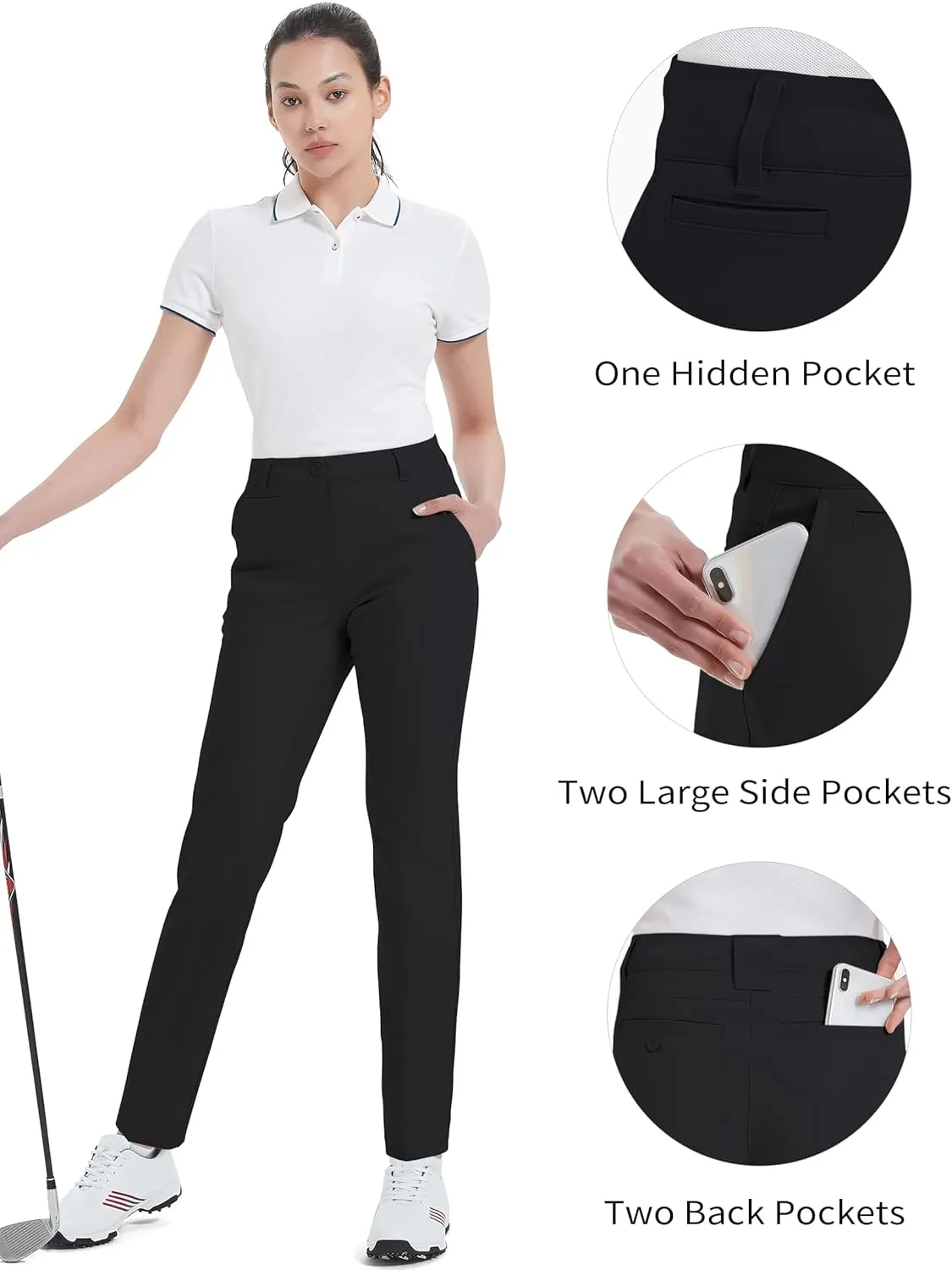 Women's Golf Pants Stretch Straight Lightweight Breathable Twill Work Chino Ladies Pants
