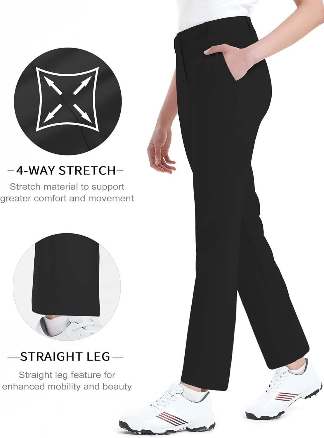 Women's Golf Pants Stretch Straight Lightweight Breathable Twill Work Chino Ladies Pants