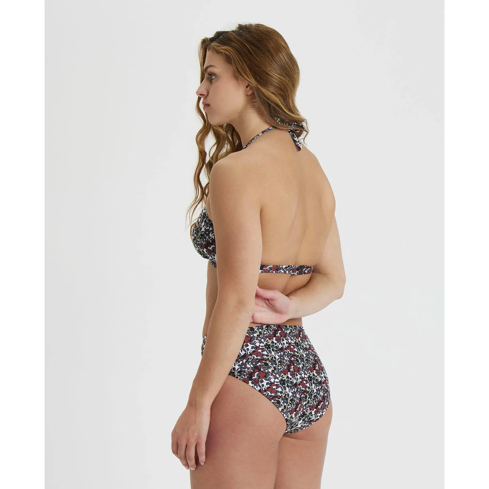 WOMEN'S HALTERNECK BIKINI ALLOVER - BURGUNDY/MULTI
