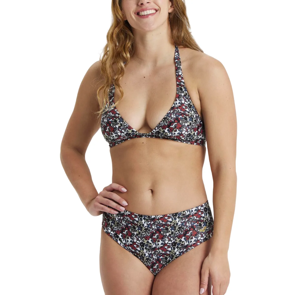 WOMEN'S HALTERNECK BIKINI ALLOVER - BURGUNDY/MULTI