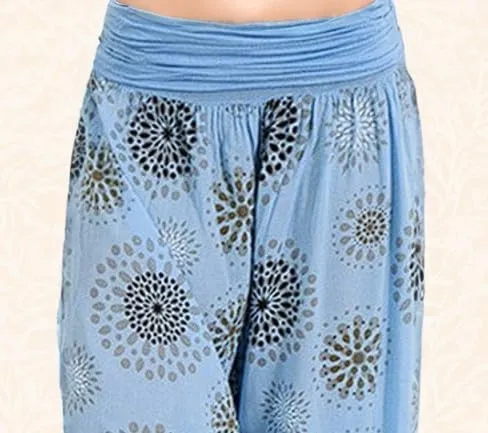 Womens Harem Pants Casual Loose Floral Print Hippie High Waist Wide Leg Long Pants Flowy Yoga Lounge Trousers