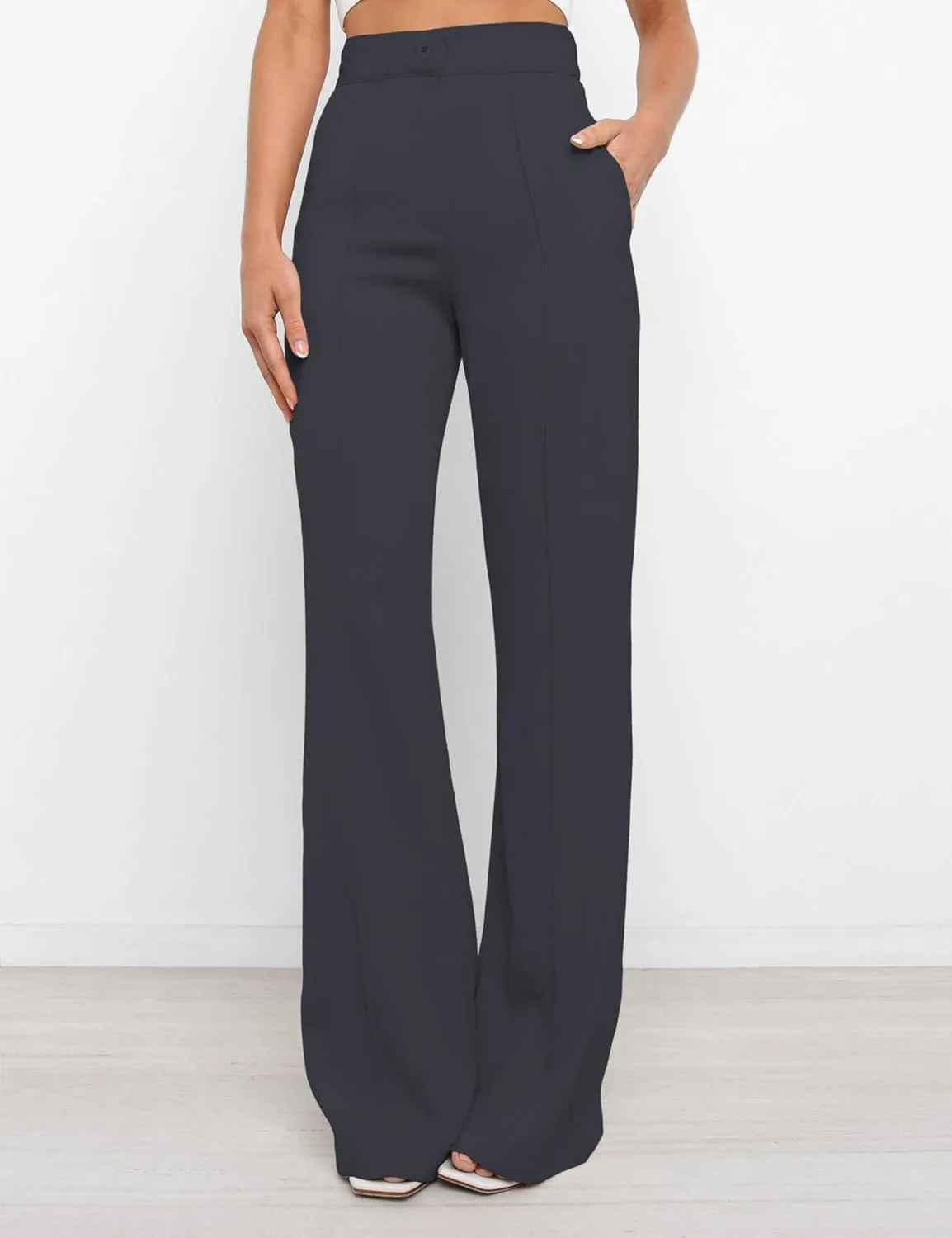 Women's High Waist Casual Dress Pants, Lightweight Wide Leg Long Trousers, Work Pants with Pockets for Women Office.
