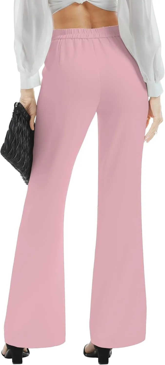 Women's High Waist Casual Dress Pants, Lightweight Wide Leg Long Trousers, Work Pants with Pockets for Women Office.