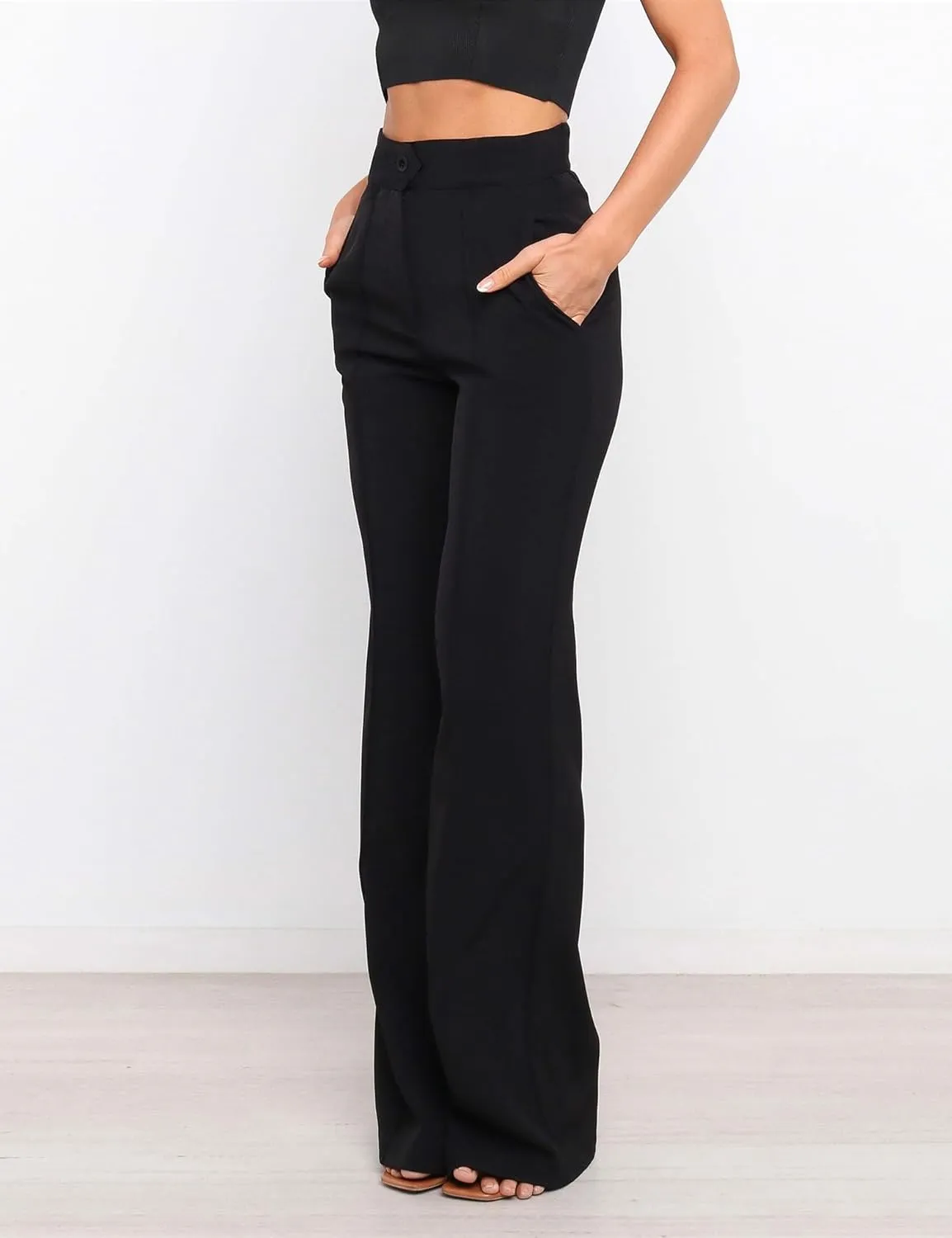 Women's High Waist Casual Dress Pants, Lightweight Wide Leg Long Trousers, Work Pants with Pockets for Women Office.
