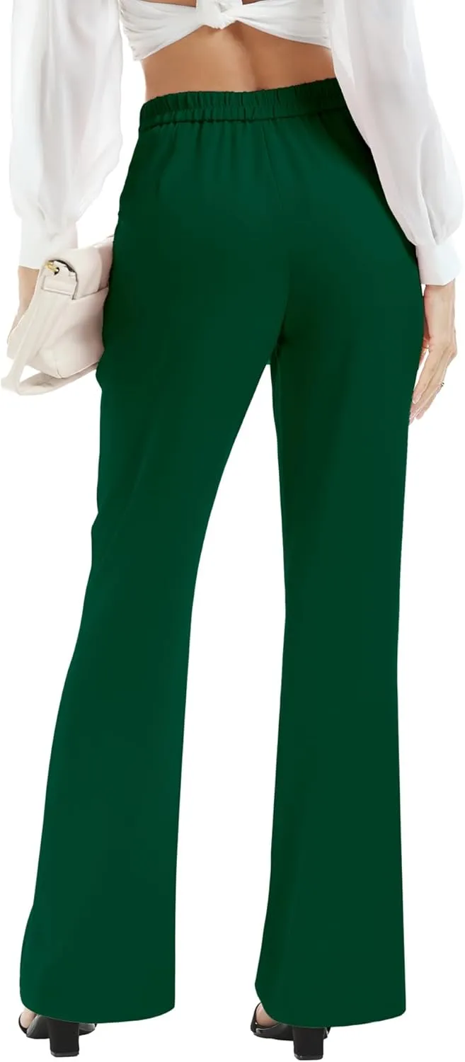 Women's High Waist Casual Dress Pants, Lightweight Wide Leg Long Trousers, Work Pants with Pockets for Women Office.