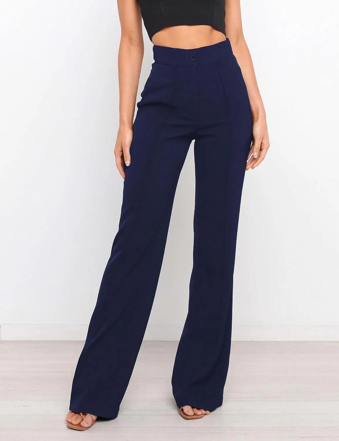 Women's High Waist Casual Dress Pants, Lightweight Wide Leg Long Trousers, Work Pants with Pockets for Women Office.
