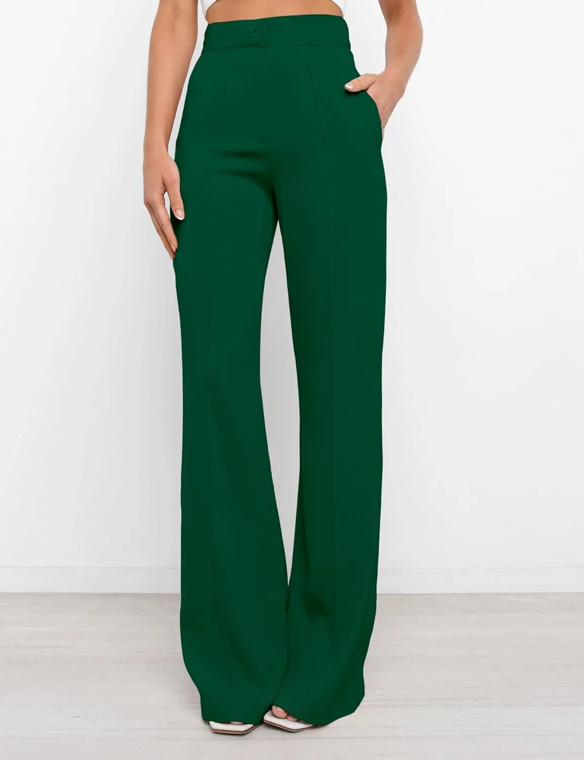 Women's High Waist Casual Dress Pants, Lightweight Wide Leg Long Trousers, Work Pants with Pockets for Women Office.