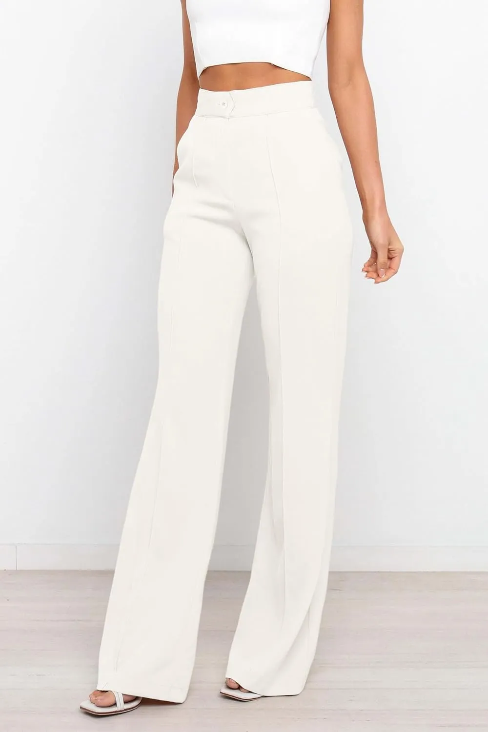 Women's High Waist Casual Dress Pants, Lightweight Wide Leg Long Trousers, Work Pants with Pockets for Women Office.