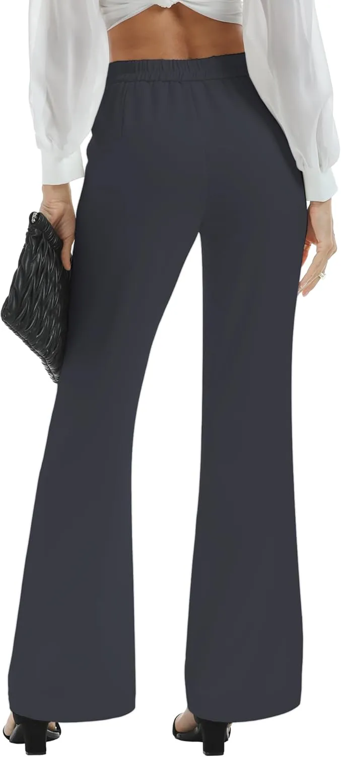 Women's High Waist Casual Dress Pants, Lightweight Wide Leg Long Trousers, Work Pants with Pockets for Women Office.