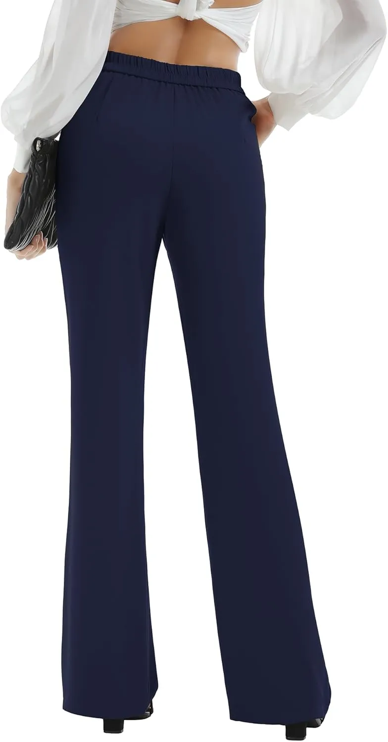 Women's High Waist Casual Dress Pants, Lightweight Wide Leg Long Trousers, Work Pants with Pockets for Women Office.
