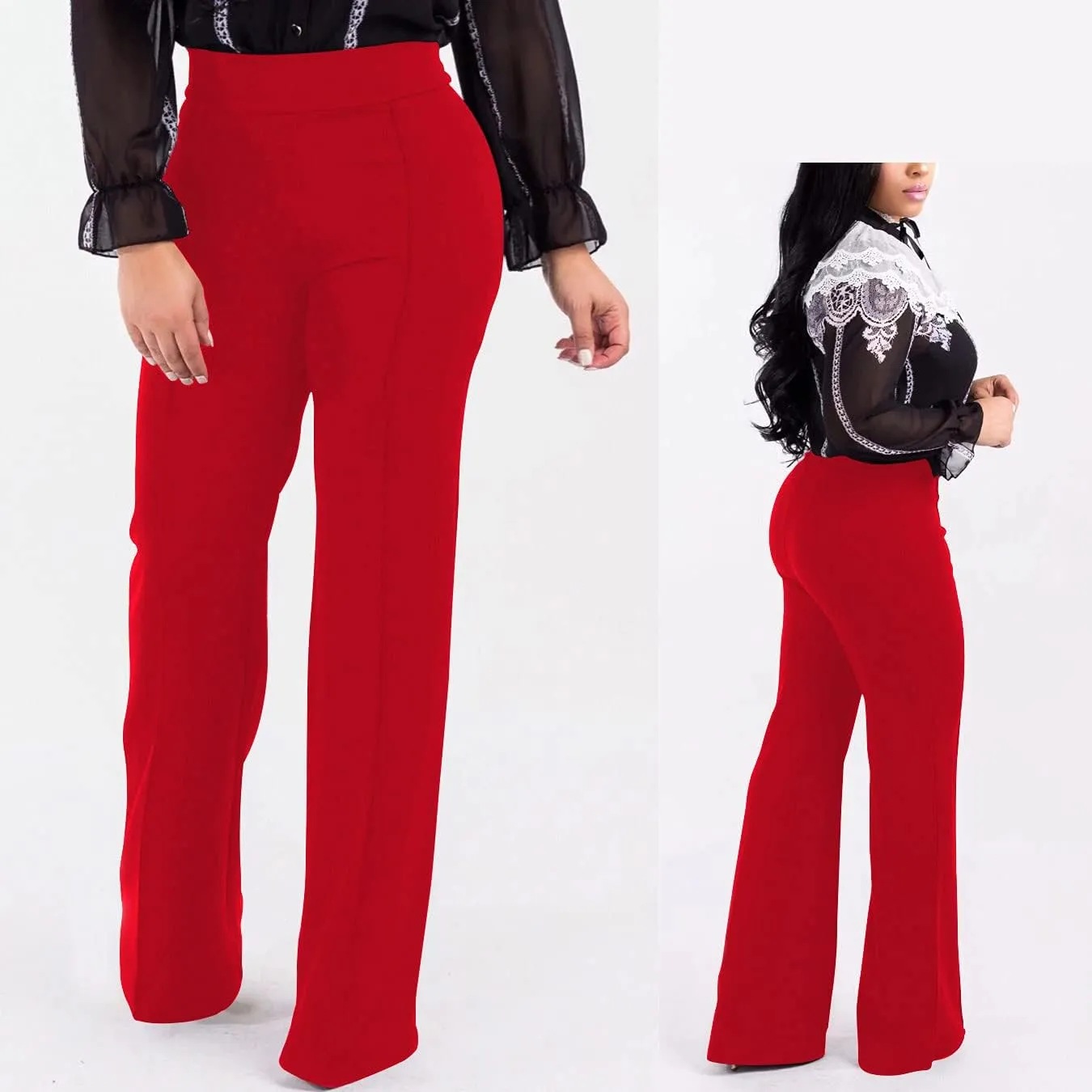Women's High Waisted Stretchy Bootcut Pull On Dress Pants Casual Work Pants Fitted Trousers