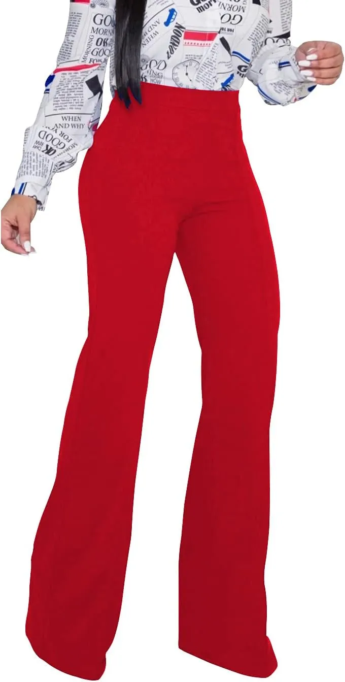 Women's High Waisted Stretchy Bootcut Pull On Dress Pants Casual Work Pants Fitted Trousers