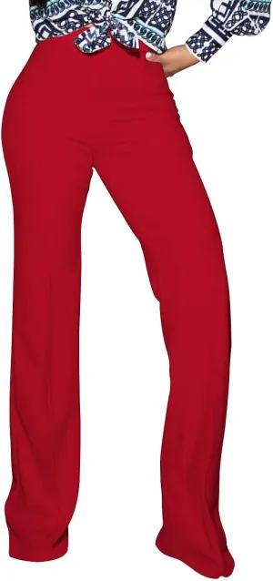 Women's High Waisted Stretchy Bootcut Pull On Dress Pants Casual Work Pants Fitted Trousers