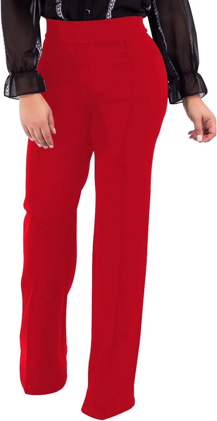 Women's High Waisted Stretchy Bootcut Pull On Dress Pants Casual Work Pants Fitted Trousers