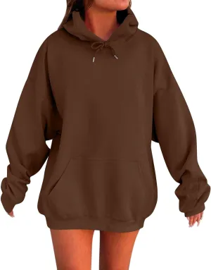 Womens Hoodies Drop Shoulder Oversized Y2K Hoodie Fleece Lightweight Plus Size Hooded Sweatshirt Pullover w/Pockets