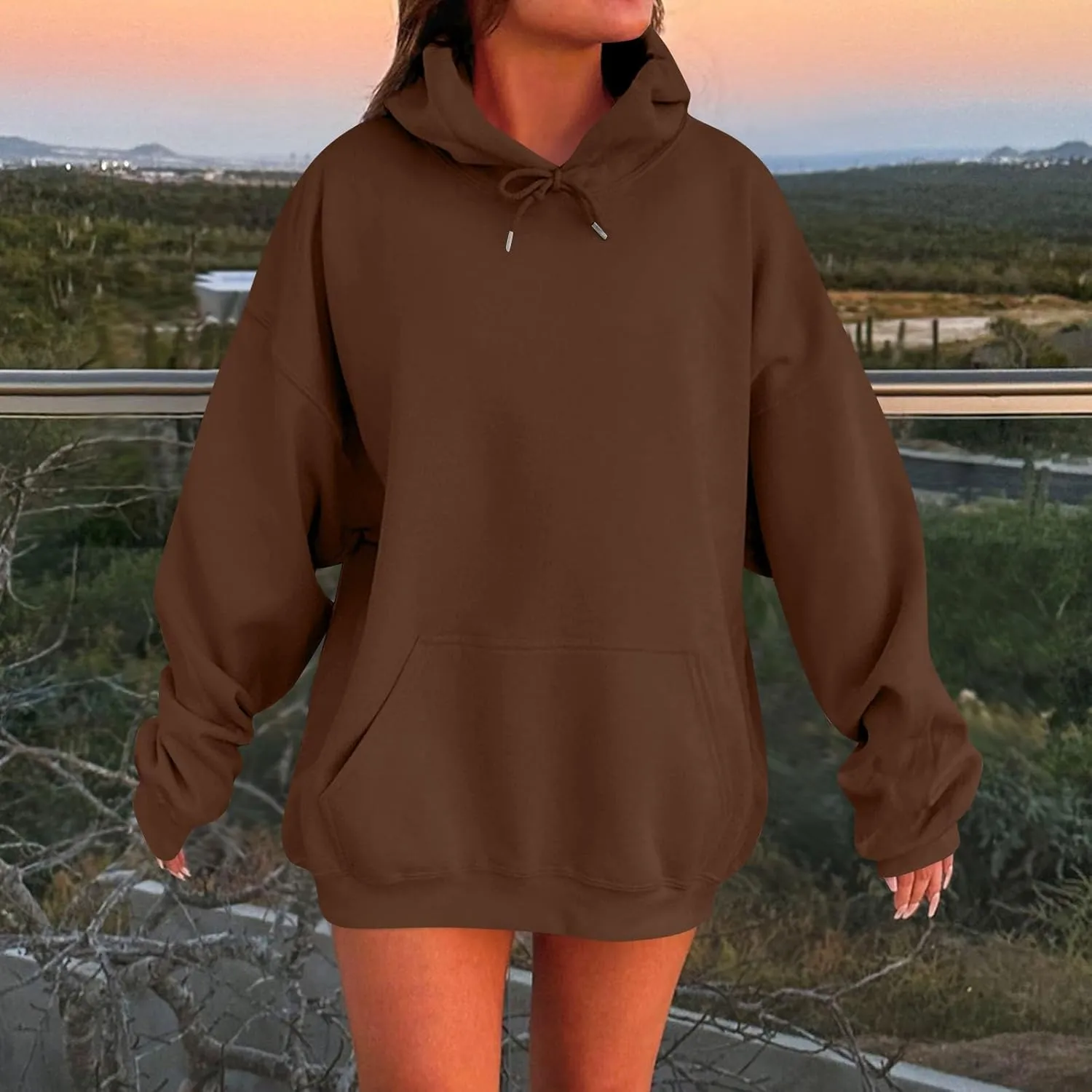 Womens Hoodies Drop Shoulder Oversized Y2K Hoodie Fleece Lightweight Plus Size Hooded Sweatshirt Pullover w/Pockets